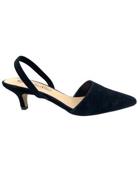 Bella Vita Black Suede Slingback Low Heels